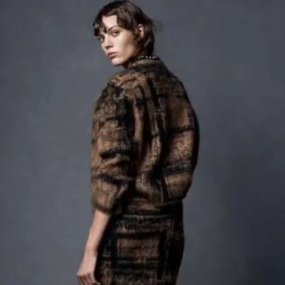 Zara Plaid Jacquard Knit Pencil Skirt and Mock Neck Top Set - Med. - Picture 6 of 12